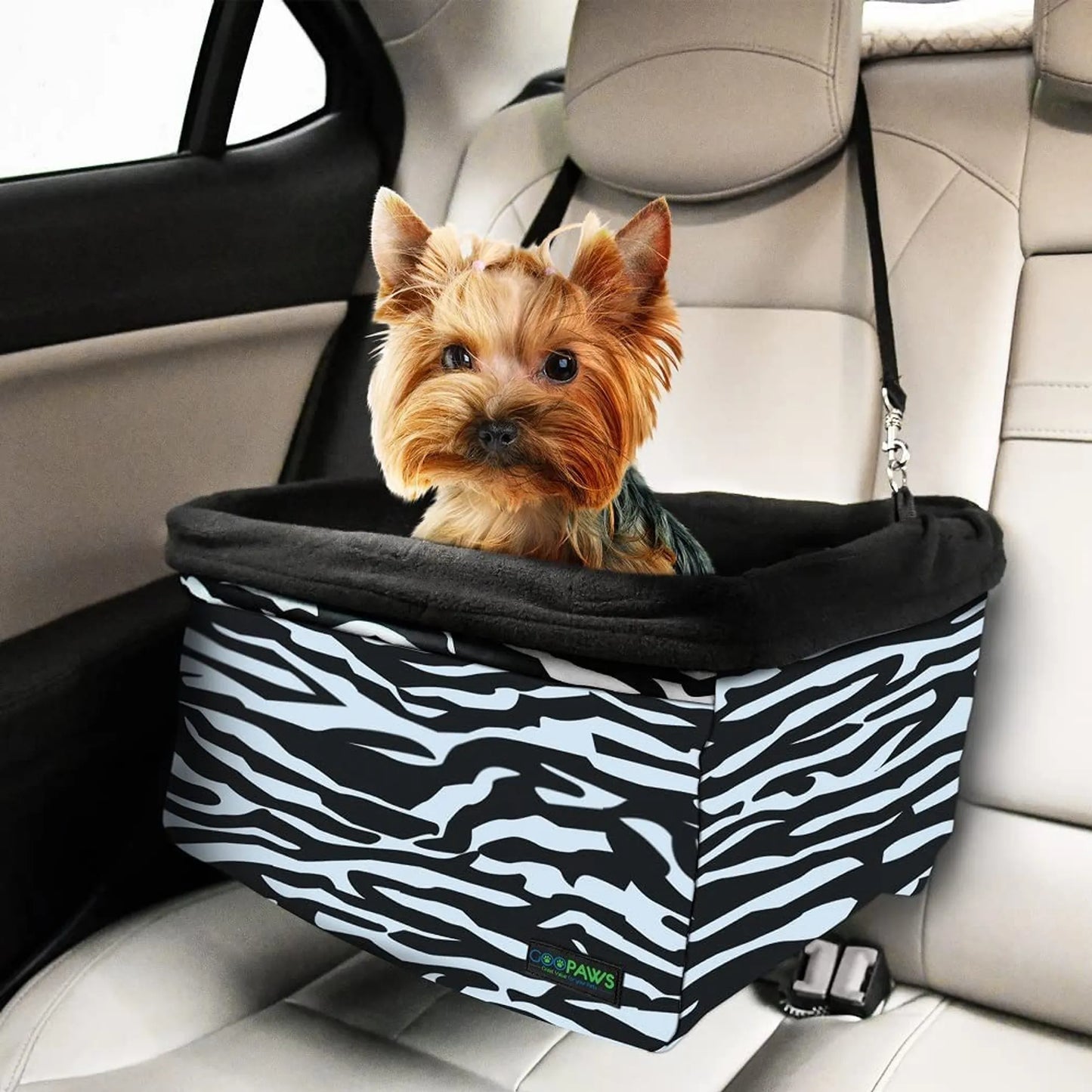 JESPET & GOOPAWS Dog Booster Seats for Cars, Portable Dog Car Seat Travel Carrier with Seat Belt for 24lbs Pets| PetFlowz USA