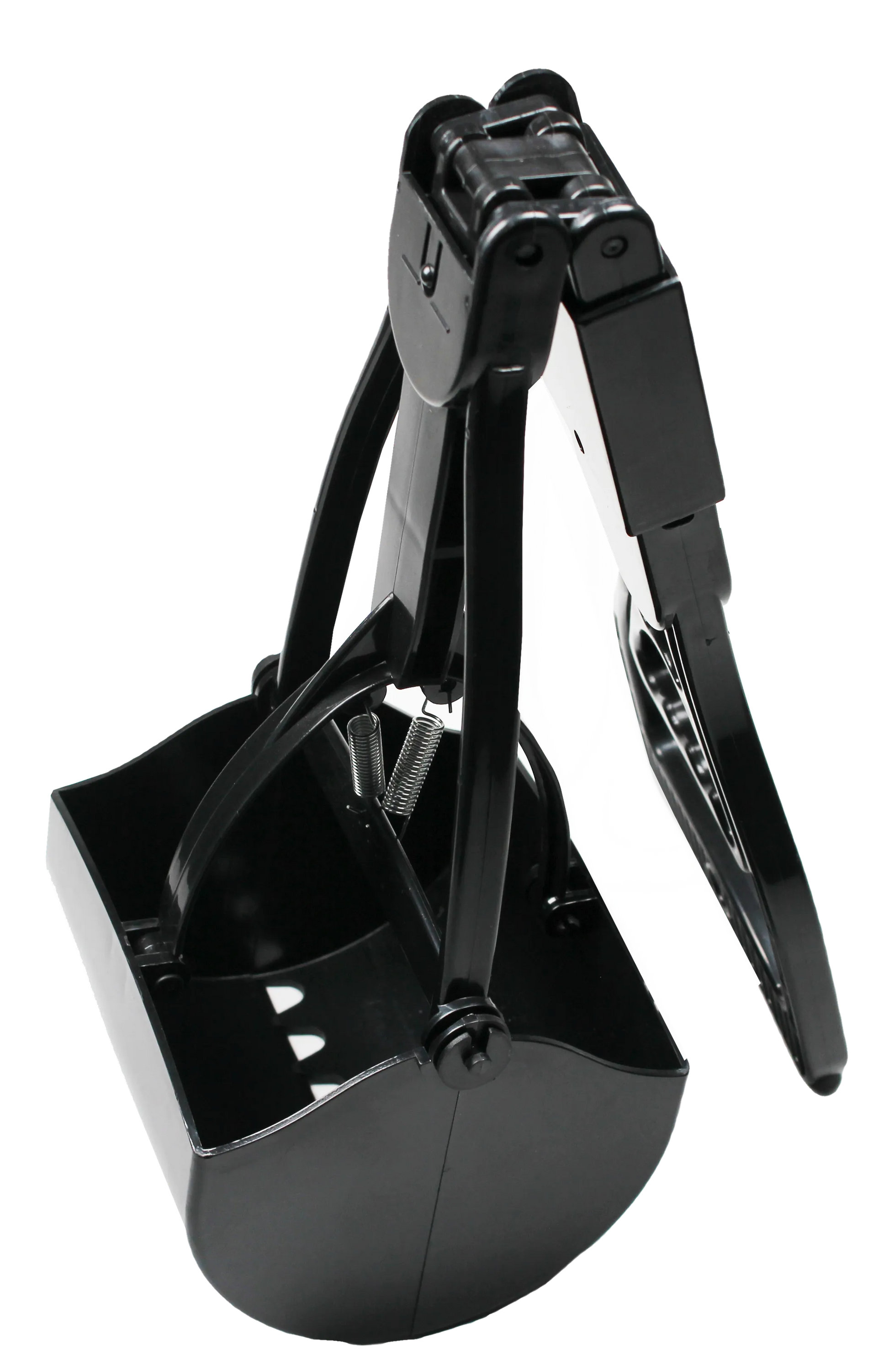 Ergonomic long handle scooper for pet waste clean-up