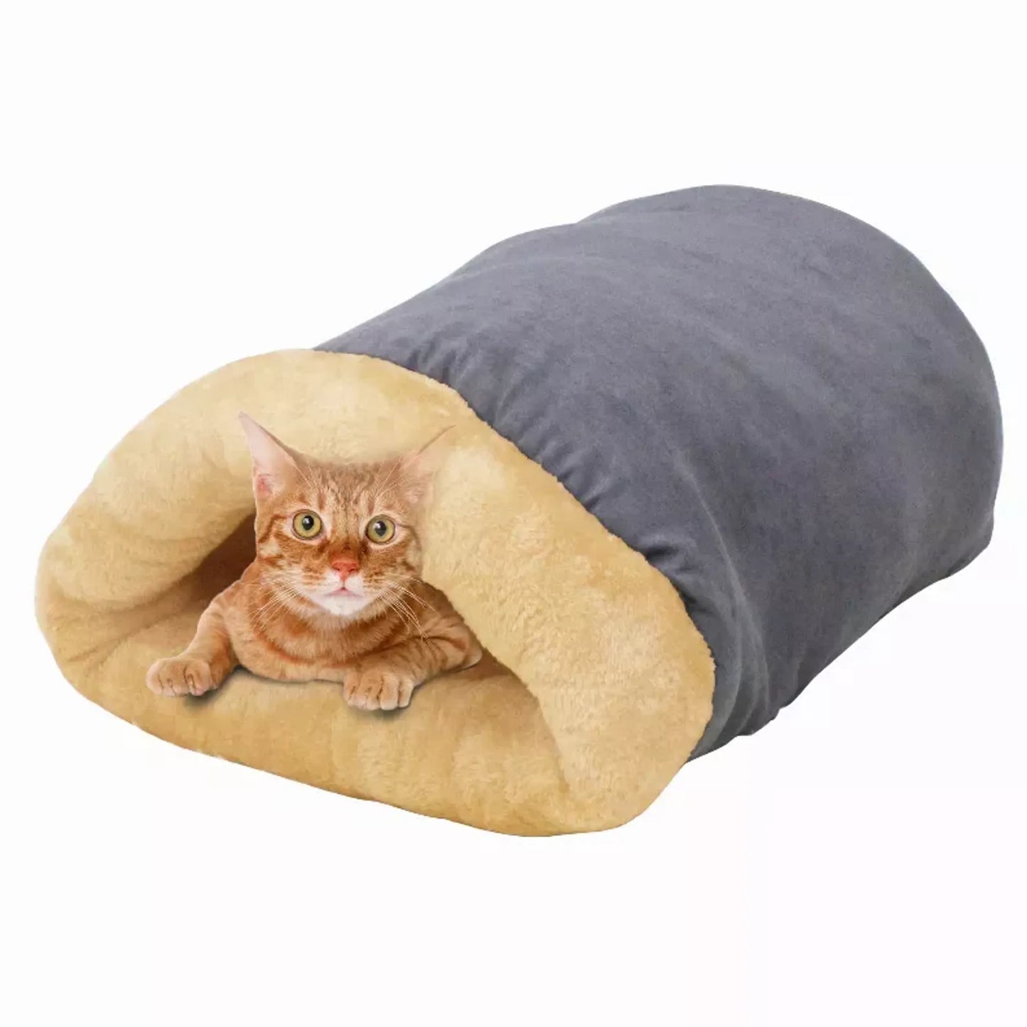 4-in-1 Convertible Pet Bed & Hideout – Self-Warming, Faux Fur, Washable Burrow Bed for Cats & Small Dogs | PetFlowz USA