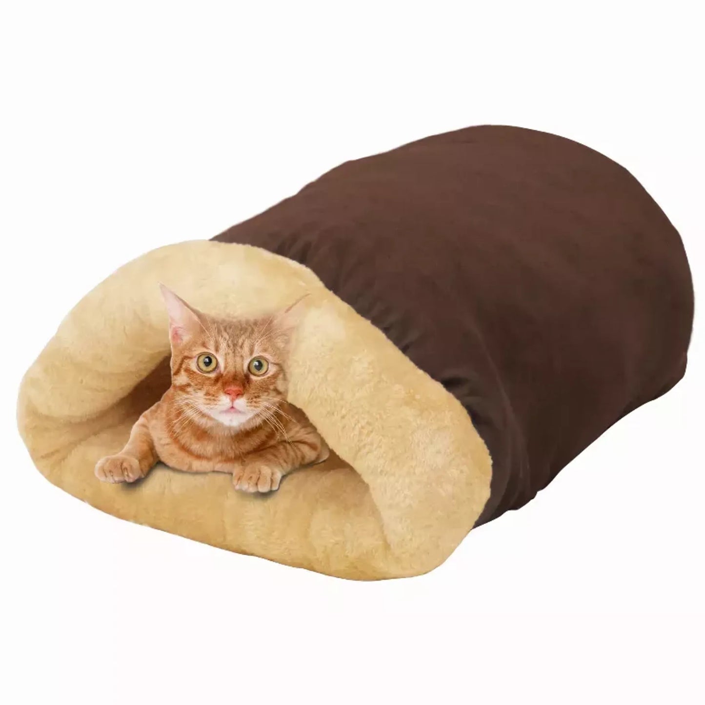 4-in-1 Convertible Pet Bed & Hideout – Self-Warming, Faux Fur, Washable Burrow Bed for Cats & Small Dogs | PetFlowz USA