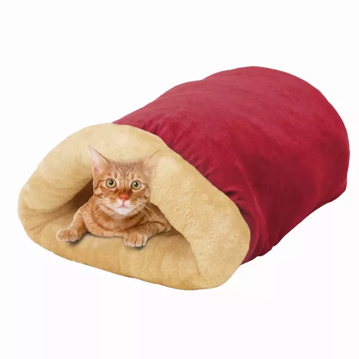 4-in-1 Convertible Pet Bed & Hideout – Self-Warming, Faux Fur, Washable Burrow Bed for Cats & Small Dogs | PetFlowz USA