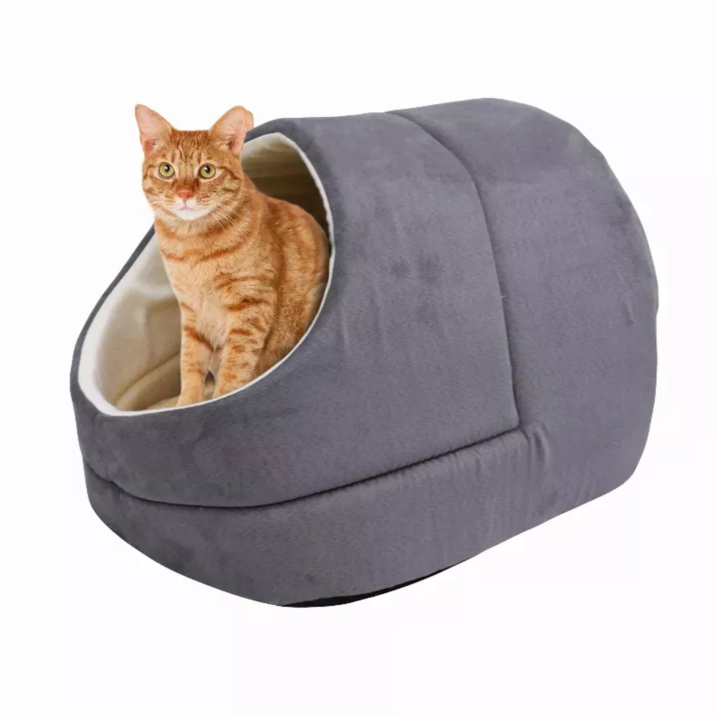 Ultra-Warm Cave Pet Bed – Faux Suede, Soft Cushions, Waterproof & Anti-Skid Base | For Cats & Small Dogs | PetFlowz USA