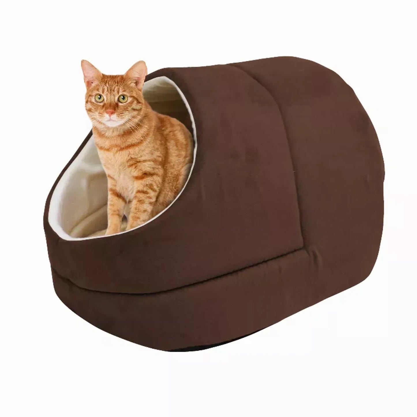 Ultra-Warm Cave Pet Bed – Faux Suede, Soft Cushions, Waterproof & Anti-Skid Base | For Cats & Small Dogs | PetFlowz USA