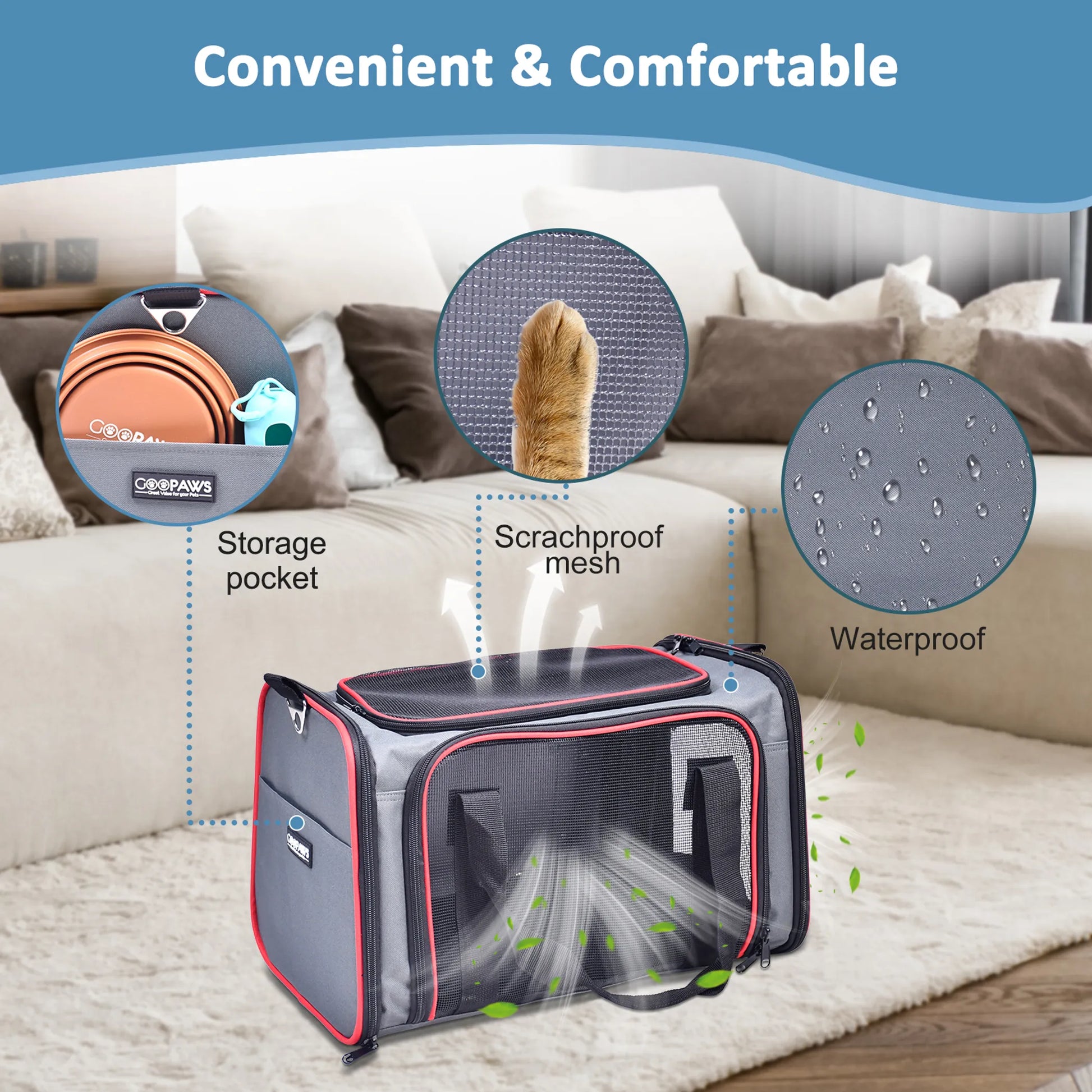 Pet carrier with adjustable shoulder strap and safety belt