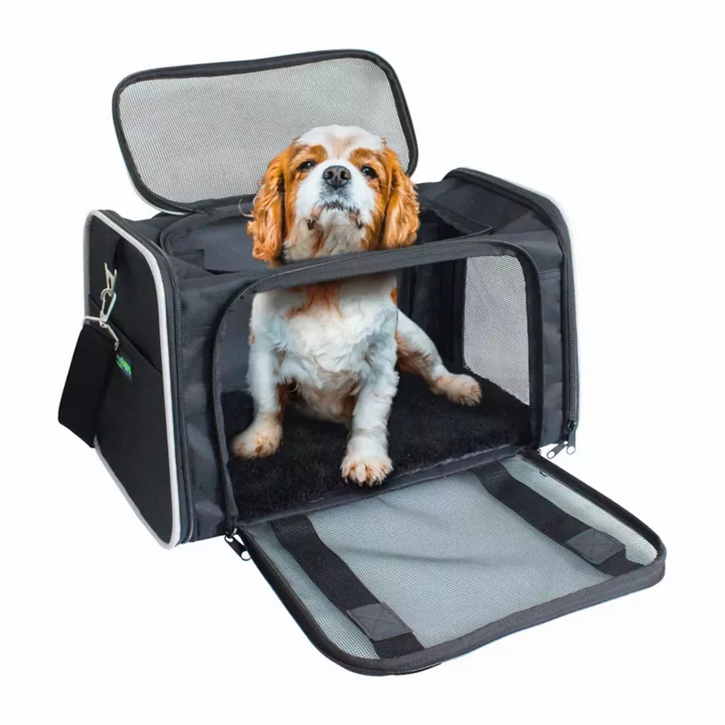 Pet Carrier for Small Dogs & Cats – Airline Approved, Collapsible Travel Handbag with Mesh, Safety Belt & Adjustable Strap| PetFlowz USA