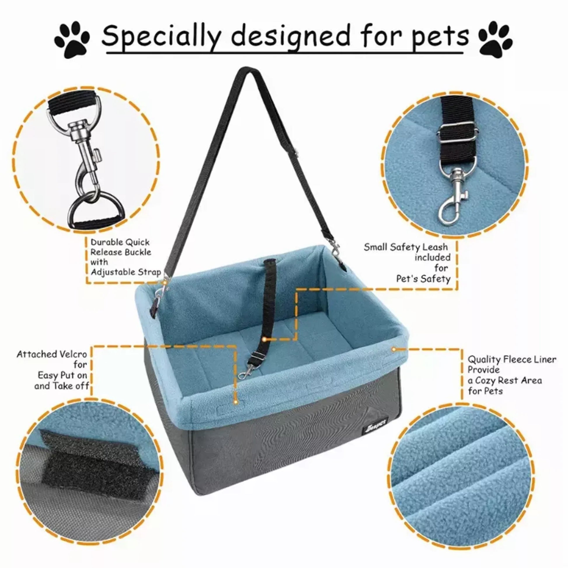 Dog Booster Seat with Adjustable Straps for Cars, SUVs and Trucks