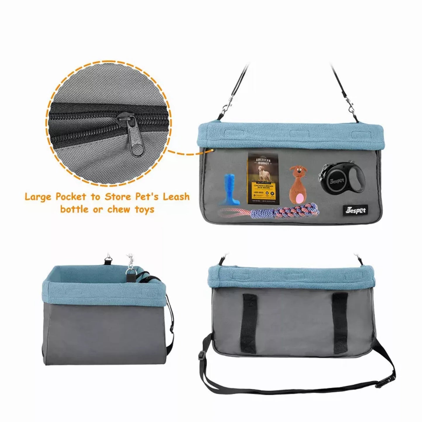 Comfortable Small Dog Car Seat with Storage Pocket – PetFlowz USA