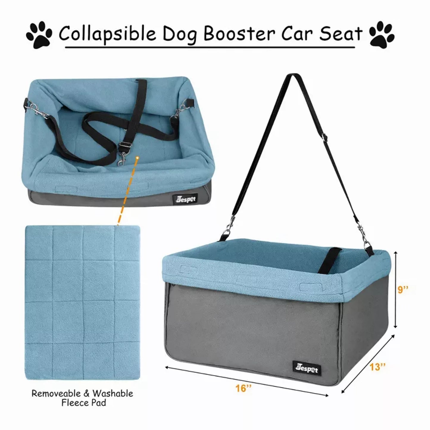 JESPET GOOPAWS Car Seat for Dogs – Elevated Booster for Safe Travel