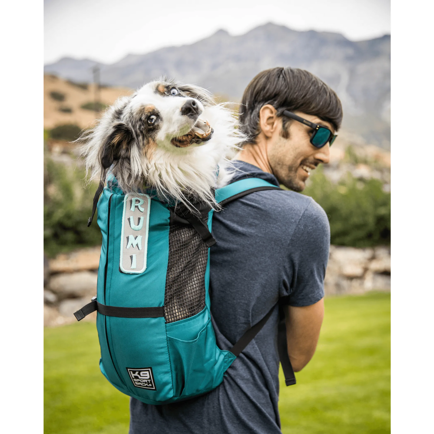 PetFlowz USA K9 Sport Sack Trainer showing front pocket and storage options