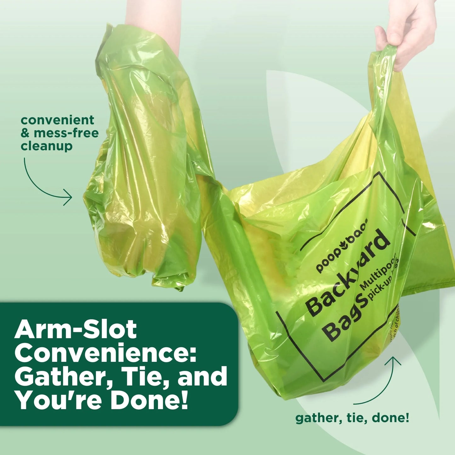 Large 13x24 pet waste bags with arm slot and handle