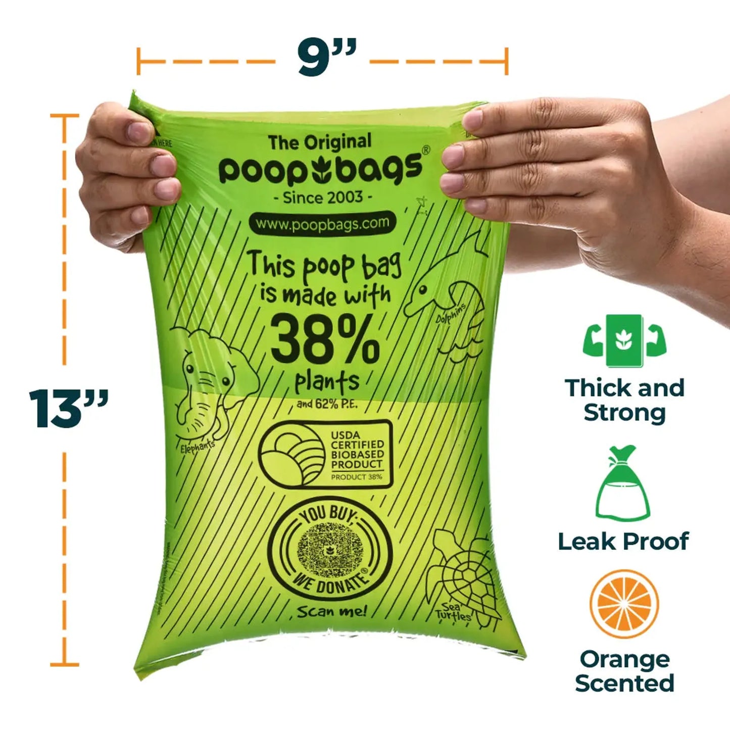 PetFlowz USA Orange Scent Countdown Poop Bags for Dogs