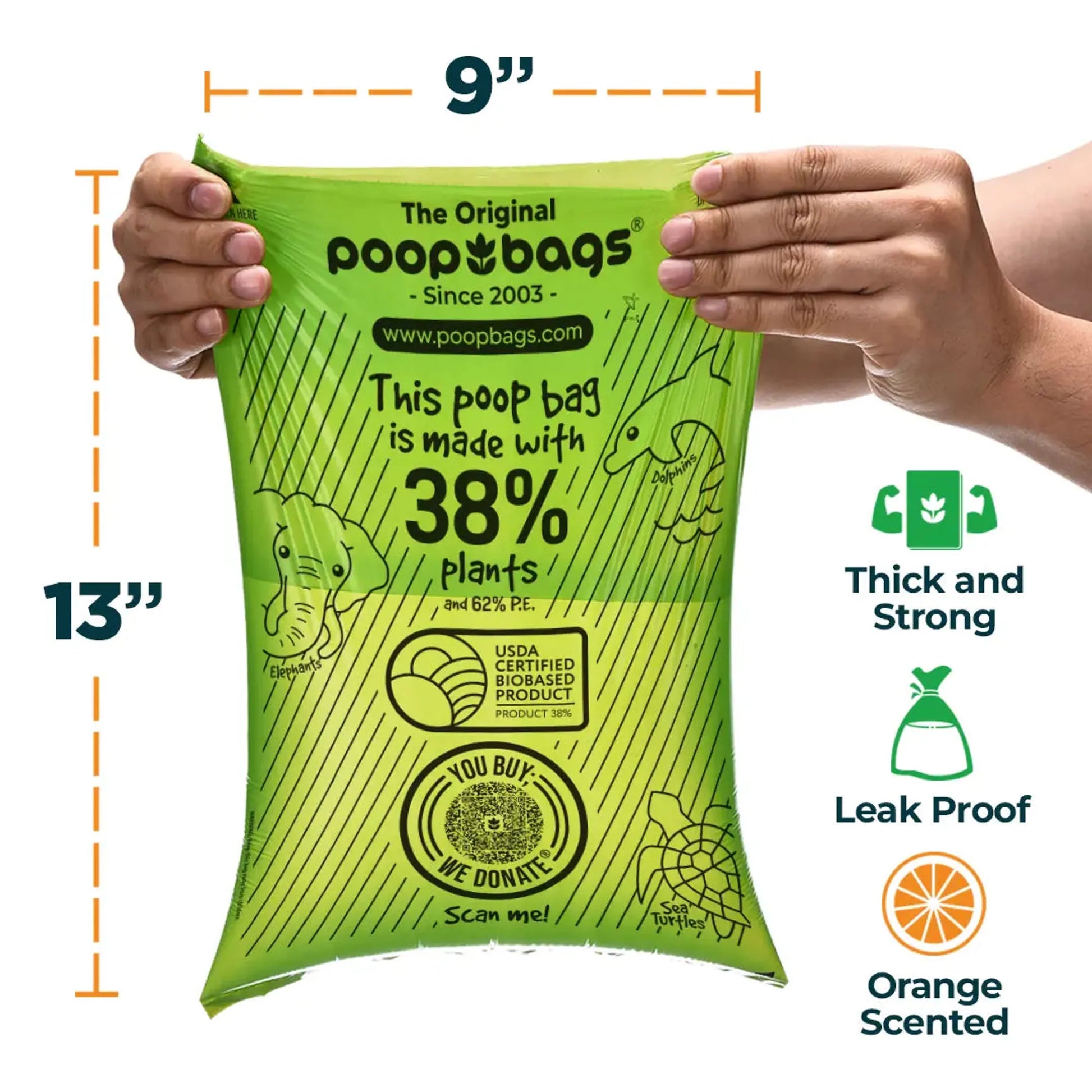 PetFlowz USA Orange Scent Countdown Poop Bags for Dogs