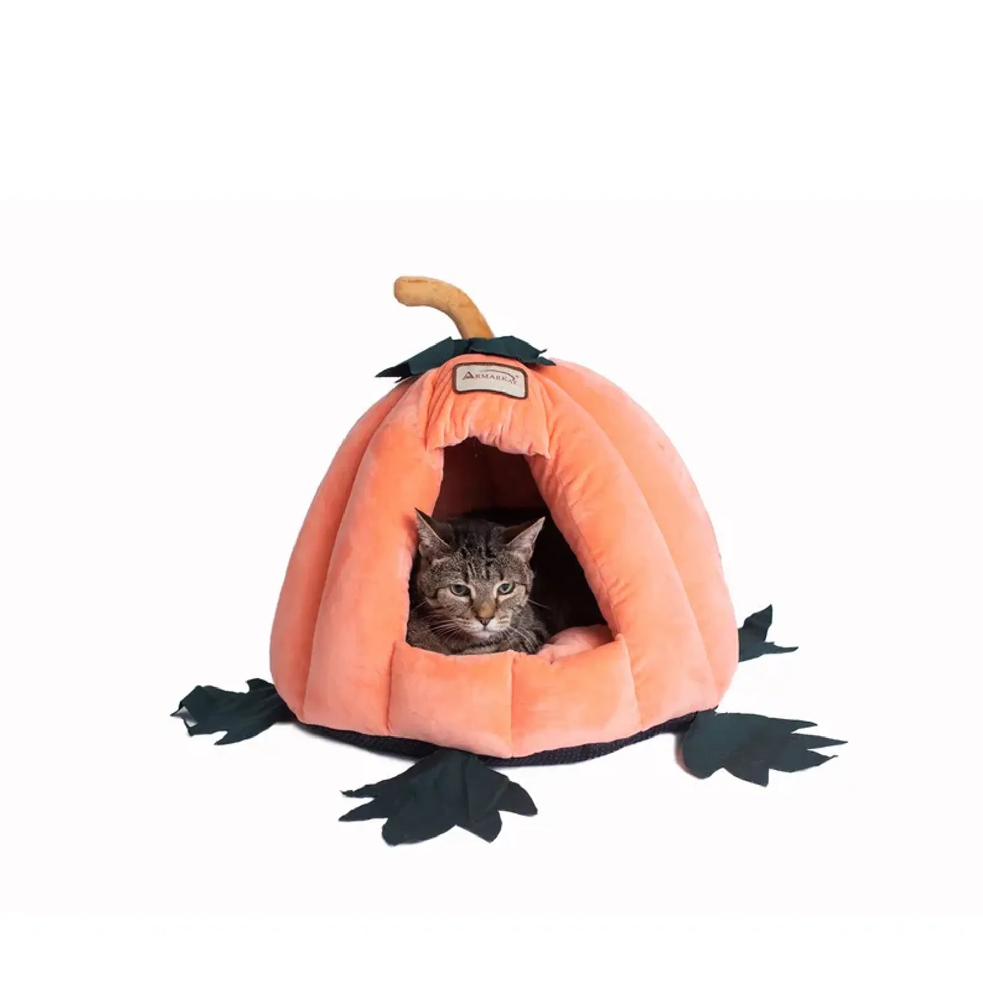 PetFlowz pumpkin plush pet bed in orange