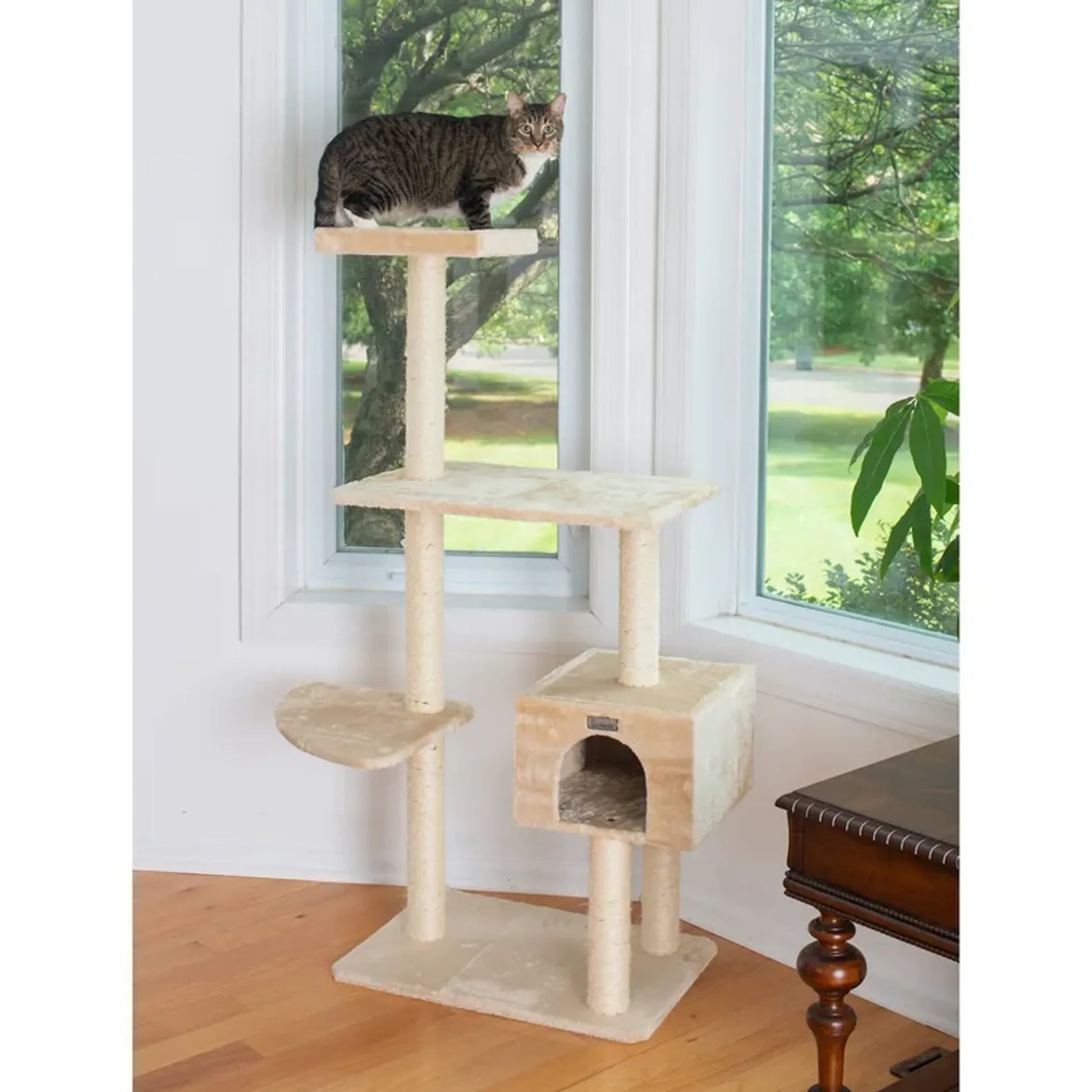 Durable Pressed Wood Cat Tree for Multi-Cat Households