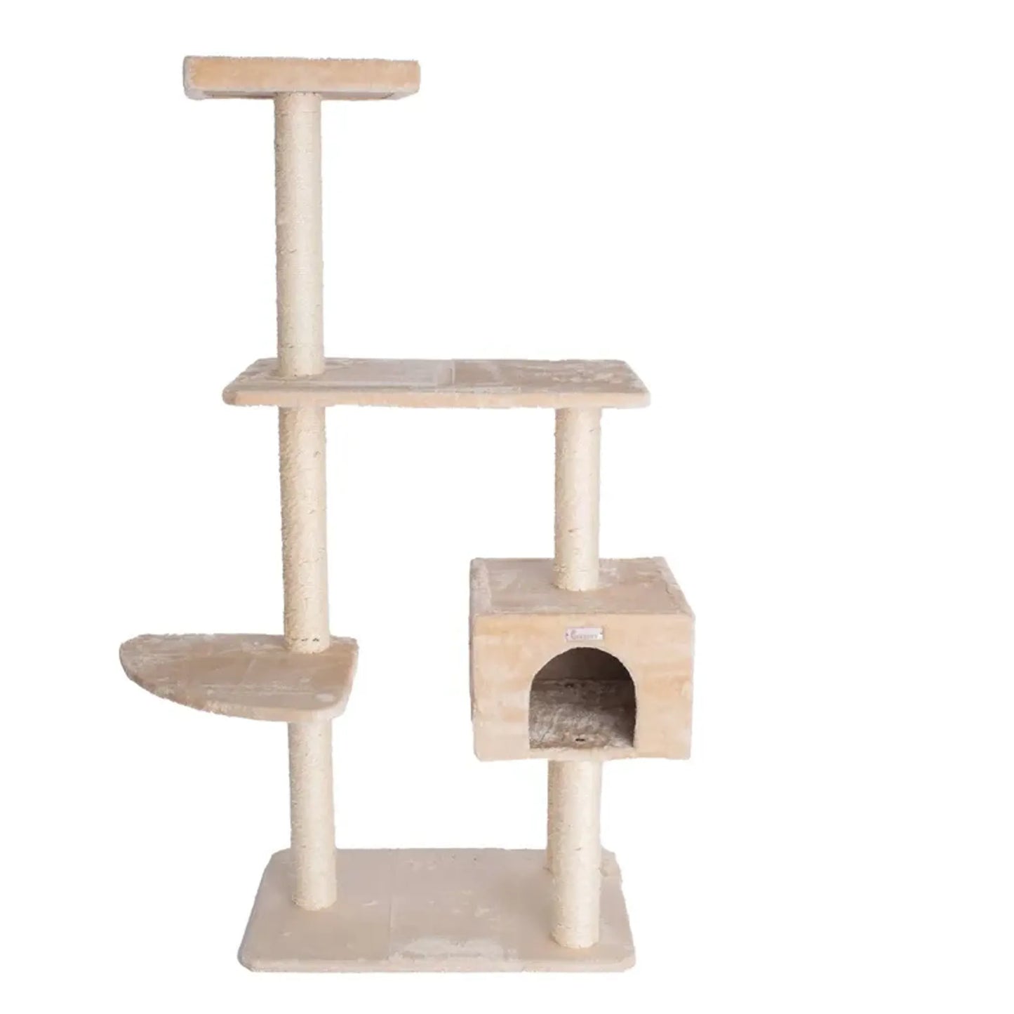 57-Inch Multi-Level Cat Tree – Faux Fur Cat Tower with Sisal Scratching Posts & Playhouse | PetFlowz USA