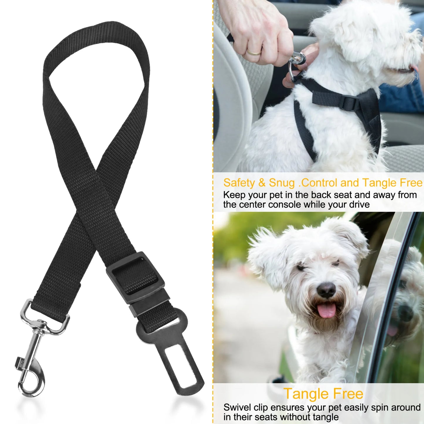 2PCS Pack Dog Car Seat Belt Leash – PetFlowz USA Premium Safety
