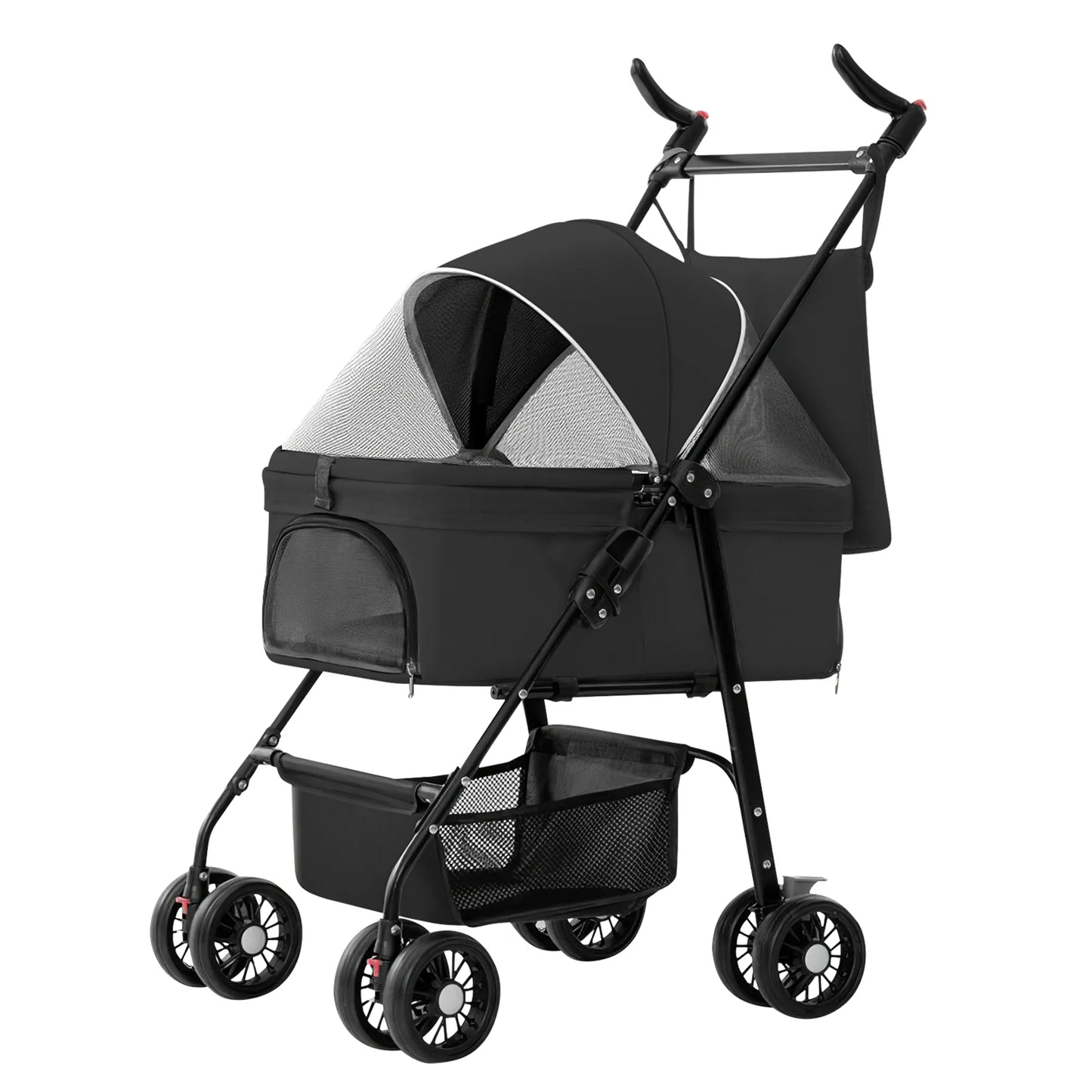 Premium 4-Wheel Foldable Pet Stroller with Detachable Carrier – PetFlowz USA