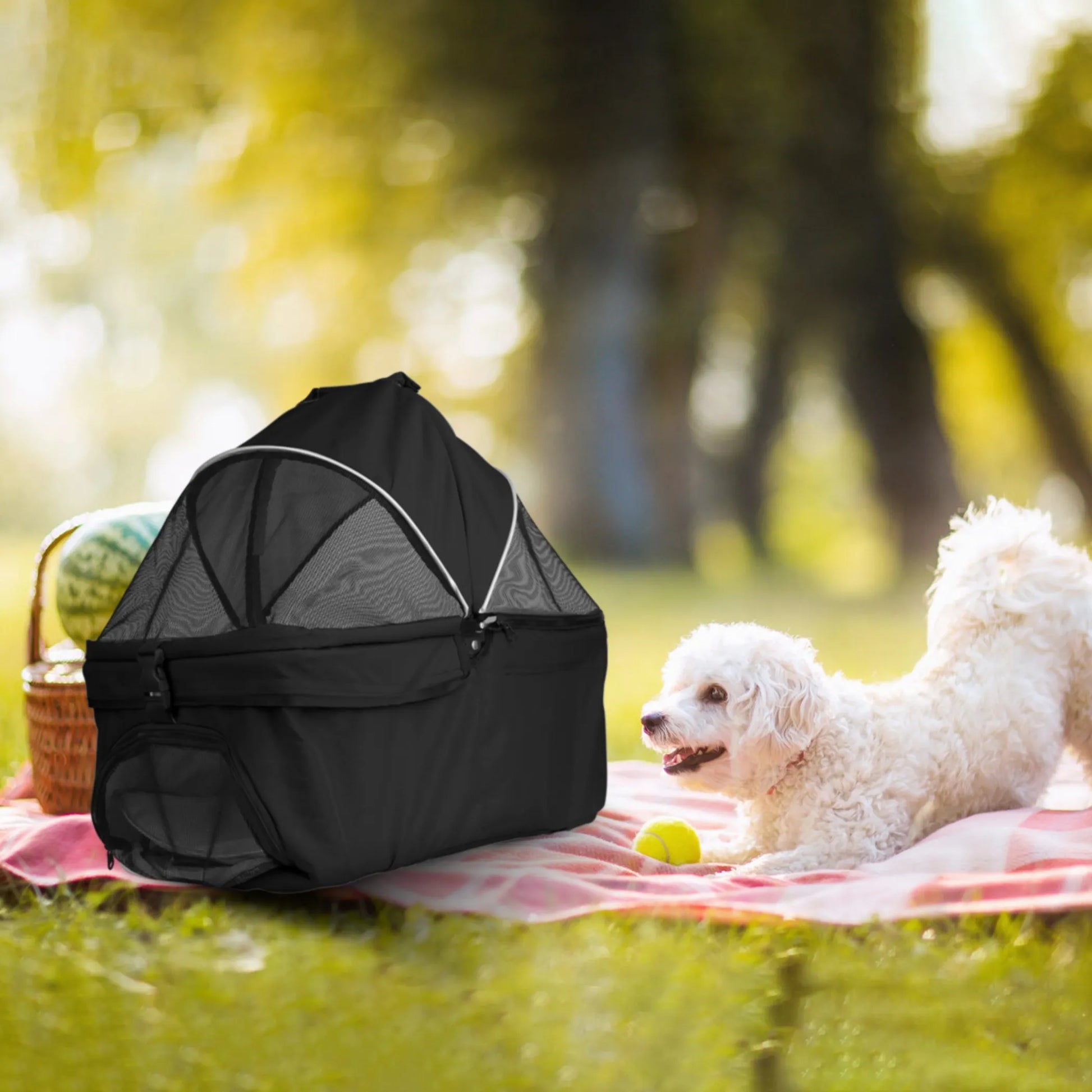 Durable Oxford Fabric Pet Stroller with Steel Frame – Foldable Design
